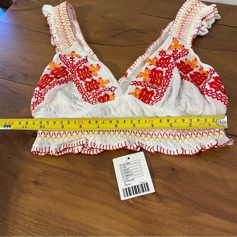 Urban Outfitters Cream Embroidered Crop Bralette with Red & Orange Accents - Picture 11 of 15